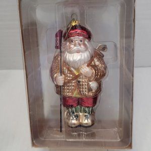 Christmas Holiday 18 Hole Golfer Santa Claus Glass Ornament Metallic Decor 5"